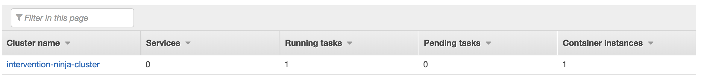 AWS ECS cluster running task